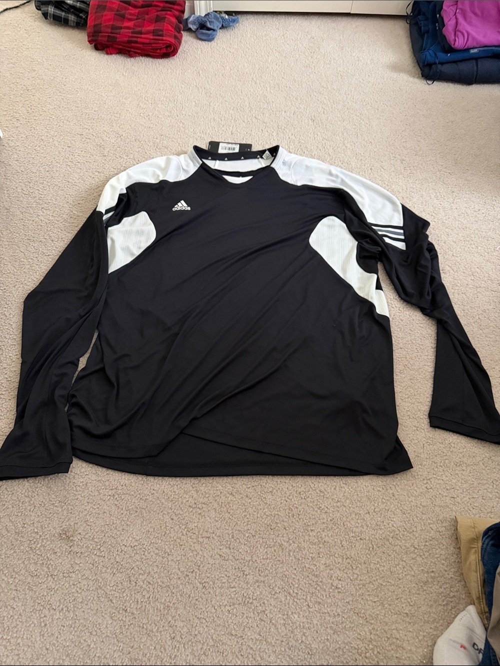 adidas Black and White Long-Sleeve Training Top